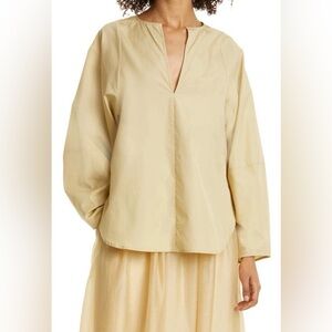Vince Beige V-Neck Blouse popover top shirt M